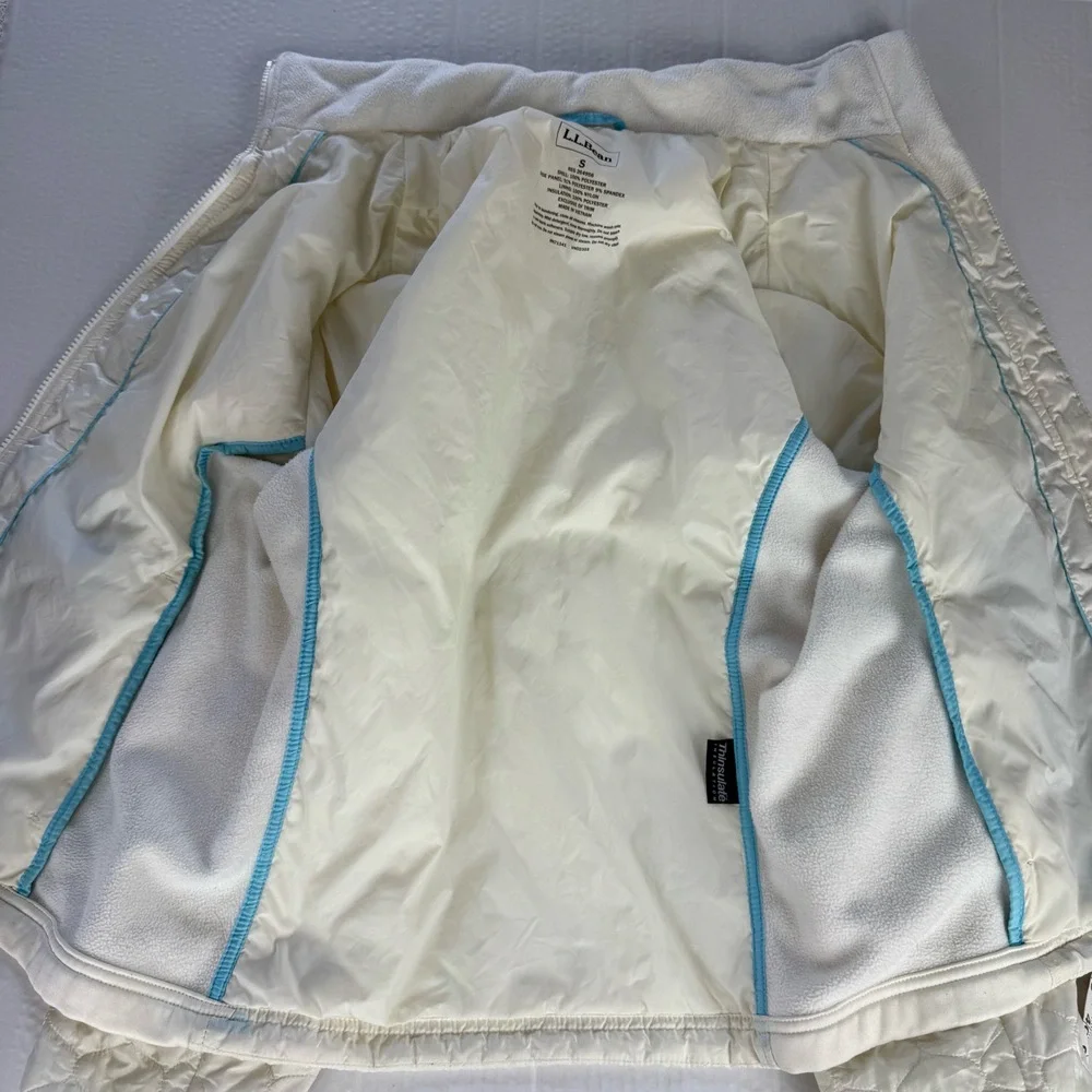 LL Bean Jacket Womens Size Small‎ Off White Cream Quilted Thinsulate Lightweight